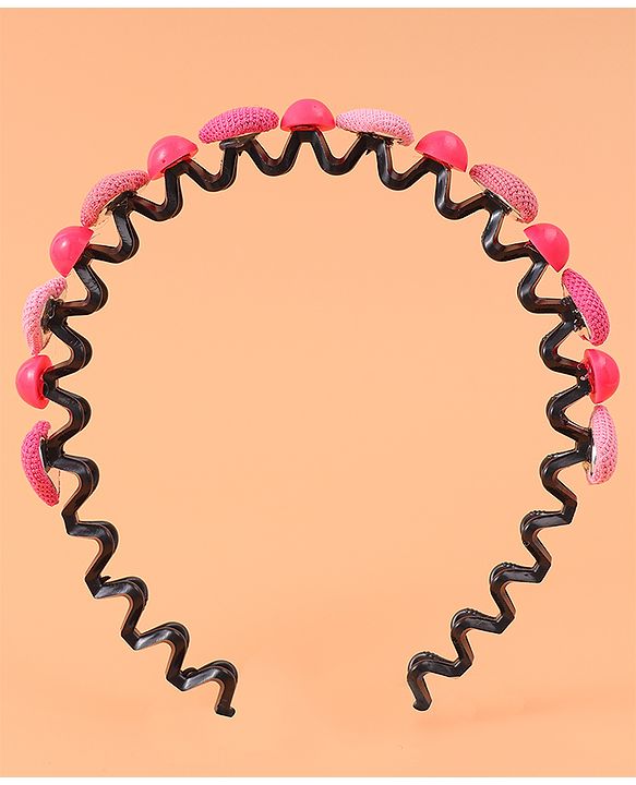 Pine Kids Hair Band with Hearts & Rounds Embellished Free Size - Pink