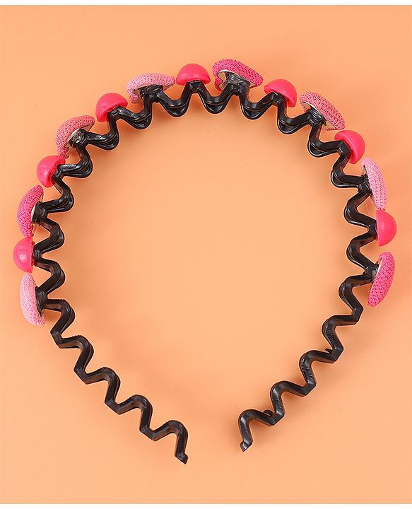 Pine Kids Hair Band with Hearts & Rounds Embellished Free Size - Pink