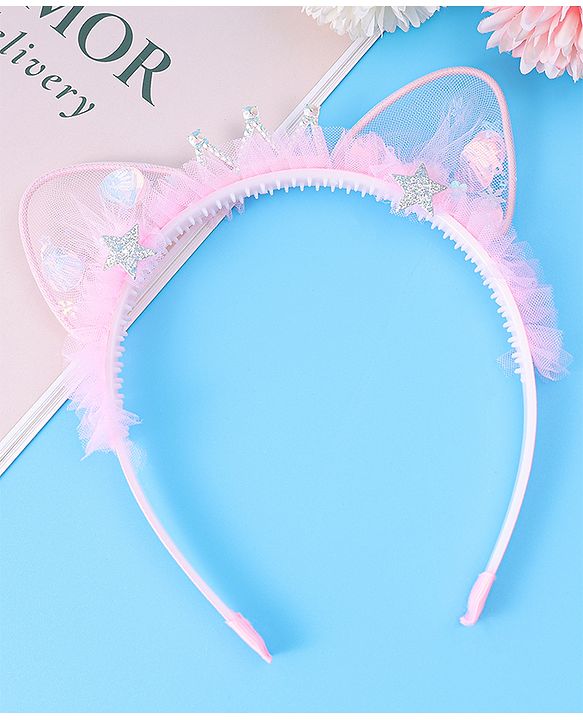 Babyhug Tiara Style Hair Band With Star Print - Pink