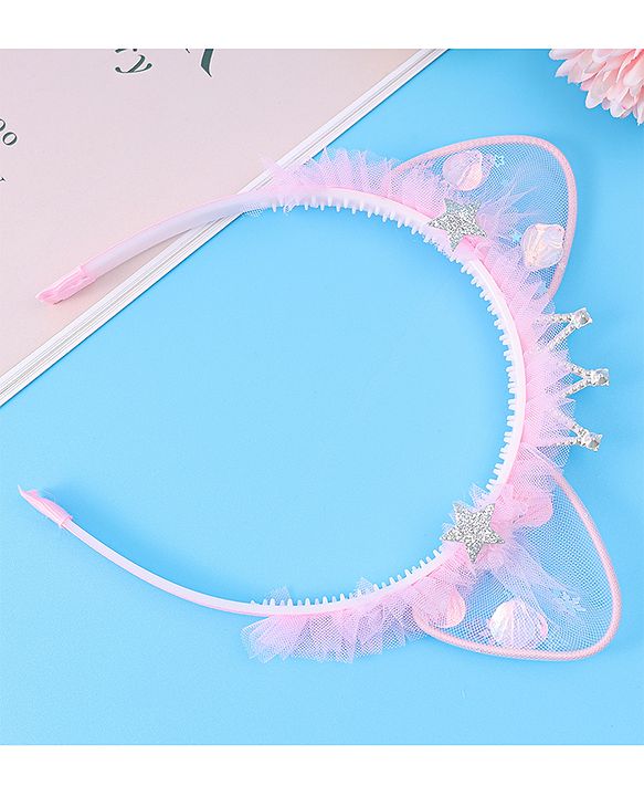 Babyhug Tiara Style Hair Band With Star Print - Pink