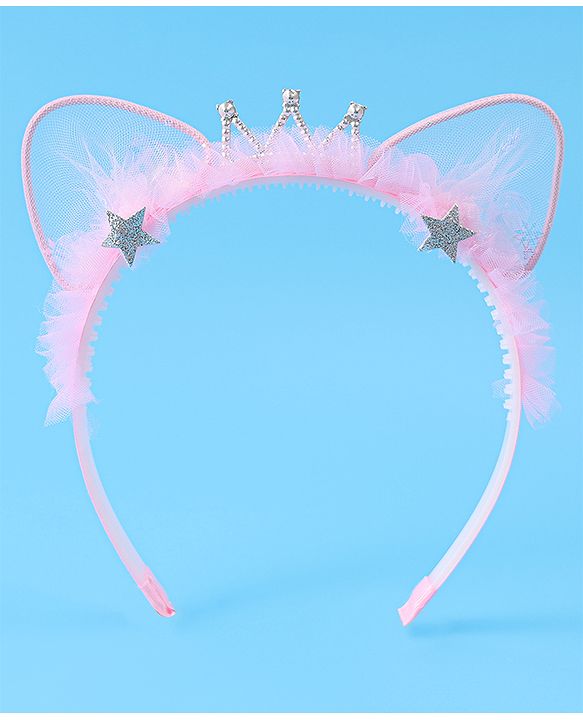 Babyhug Tiara Style Hair Band With Star Print - Pink