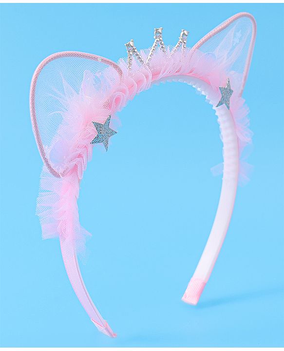 Babyhug Tiara Style Hair Band With Star Print - Pink