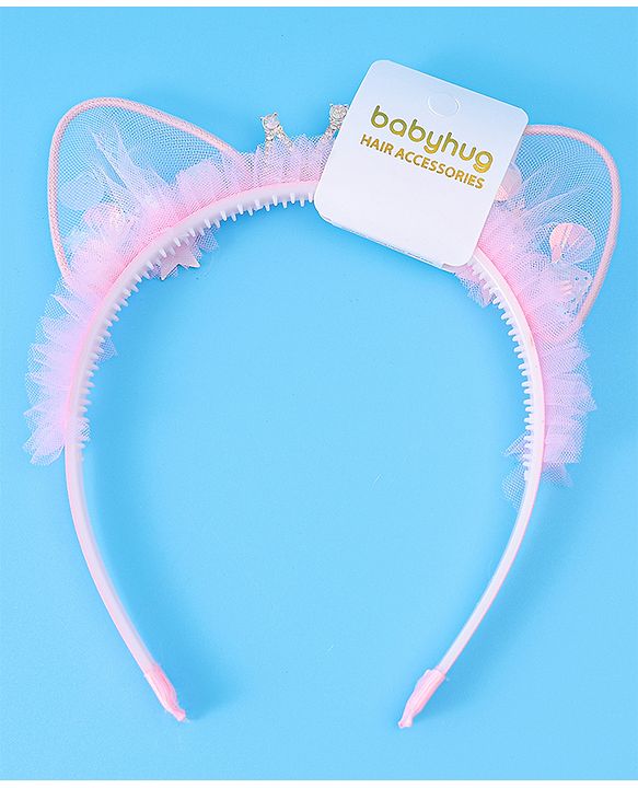 Babyhug Tiara Style Hair Band With Star Print - Pink