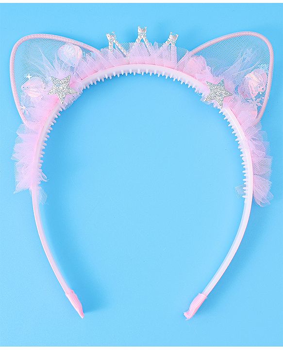 Babyhug Tiara Style Hair Band With Star Print - Pink
