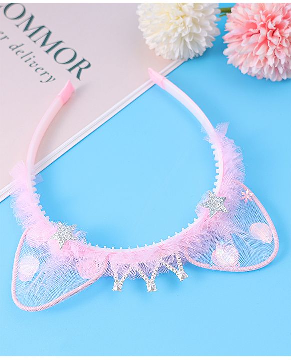 Babyhug Tiara Style Hair Band With Star Print - Pink