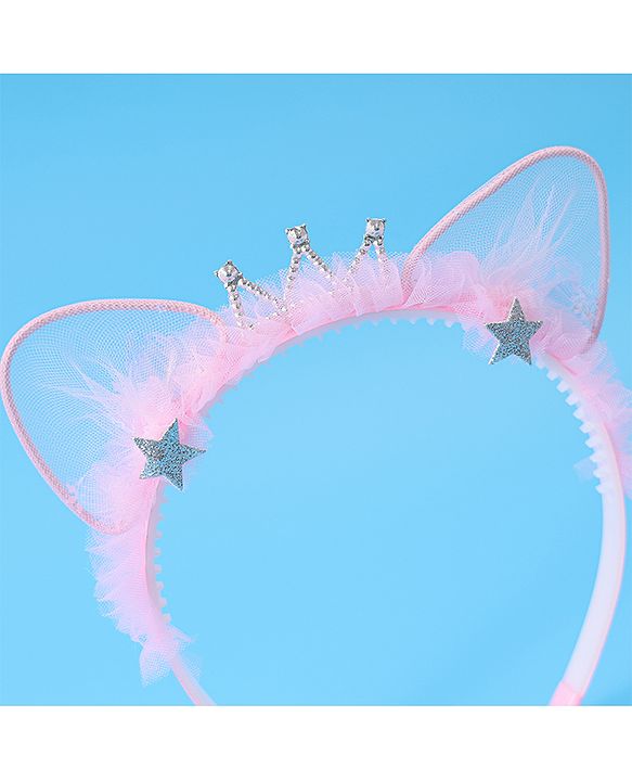 Babyhug Tiara Style Hair Band With Star Print - Pink