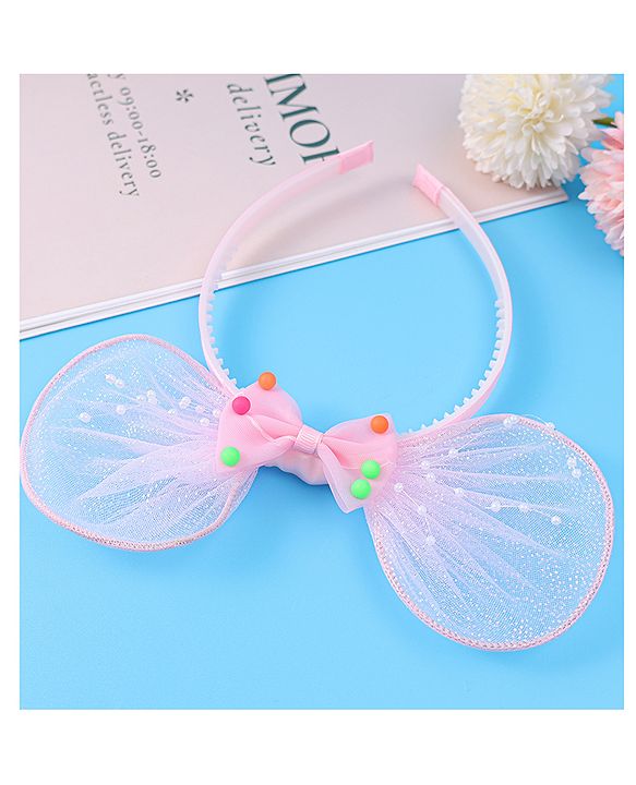 Babyhug Hair Band With Bow Applique - Pink