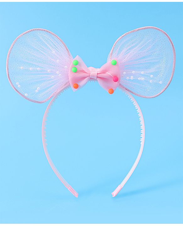 Babyhug Hair Band With Bow Applique - Pink