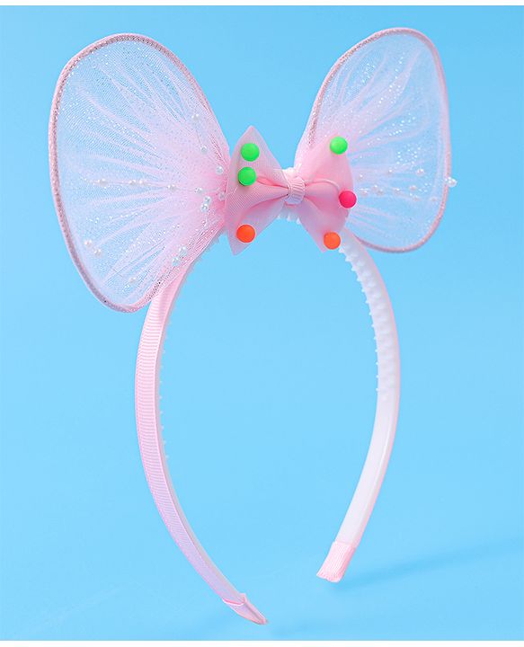 Babyhug Hair Band With Bow Applique - Pink