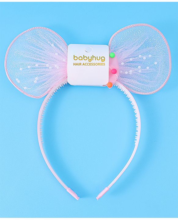 Babyhug Hair Band With Bow Applique - Pink