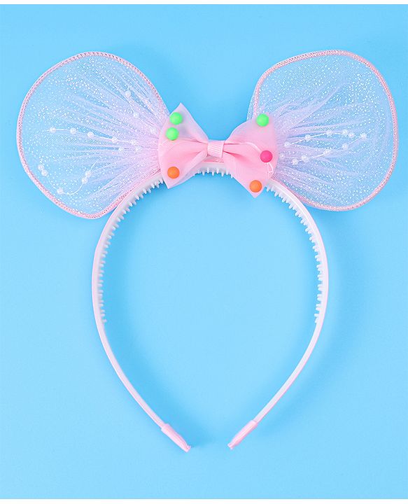 Babyhug Hair Band With Bow Applique - Pink