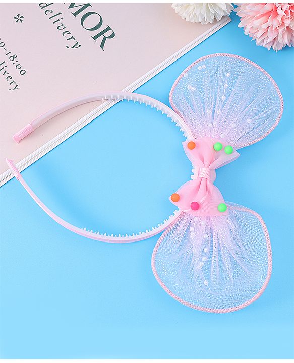 Babyhug Hair Band With Bow Applique - Pink