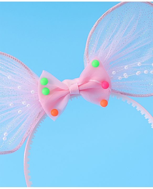 Babyhug Hair Band With Bow Applique - Pink