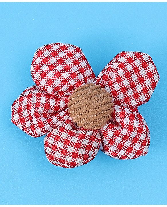 Babyhug Hair Pins And Clips with Floral & Strawberry Applique Free Size Pack of 5 - Red