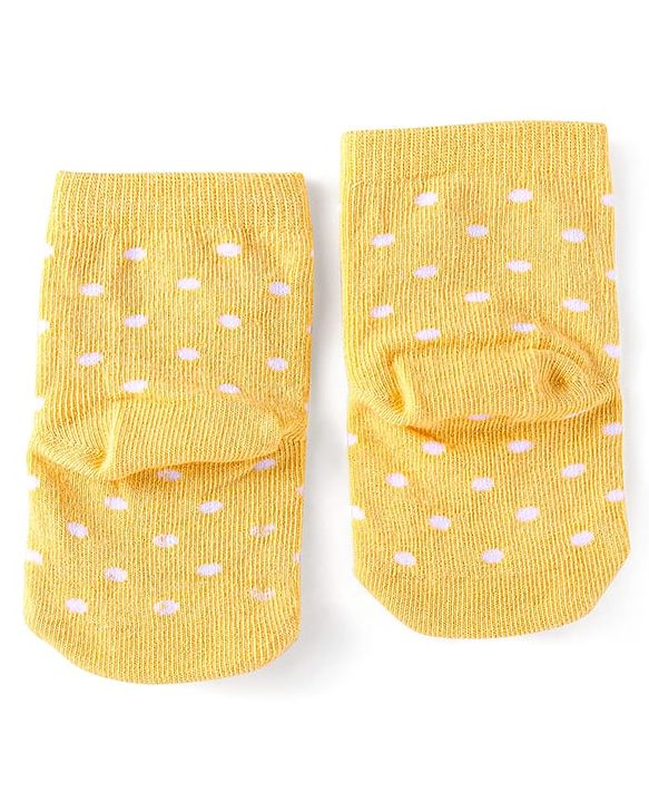 Cute Walk by Babyhug Knit Ankle Length Socks With Polka Dot & Unicorn Design - Yellow Purple & Pink