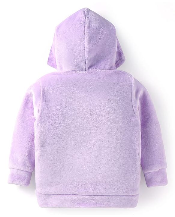 Babyhug Cotton Woven Full Sleeves Hooded Sweatjacket with Star Sequinned Detailing - Lavender
