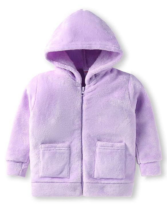 Babyhug Cotton Woven Full Sleeves Hooded Sweatjacket with Star Sequinned Detailing - Lavender