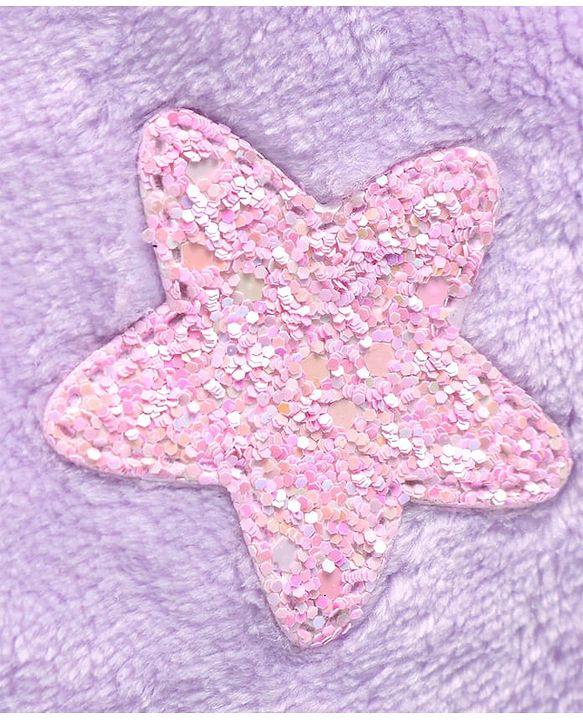 Babyhug Cotton Woven Full Sleeves Hooded Sweatjacket with Star Sequinned Detailing - Lavender