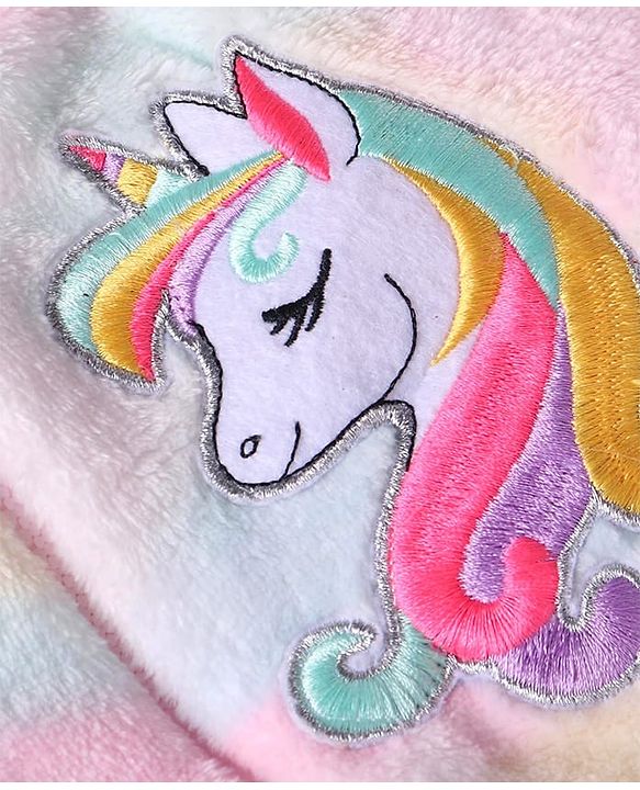 Babyhug Cotton Knit Full Sleeves Unicorn Design Hooded Winter Jacket with Kangaroo Pockets - Pink