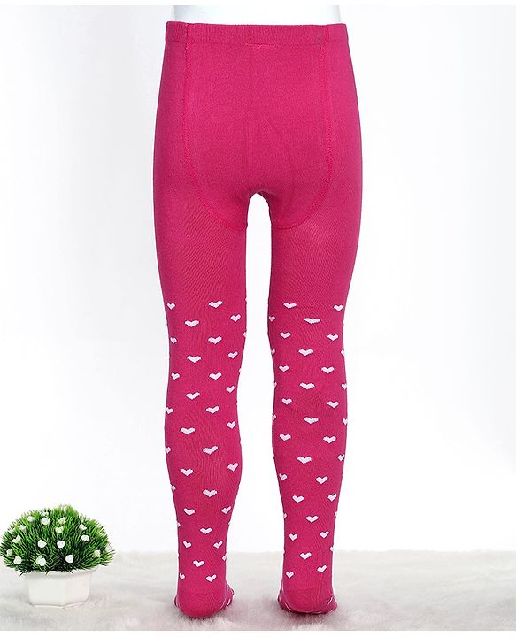 Cute Walk by Babyhug Cotton Blend Knit Antibacterial Heart Design Tights - Pink