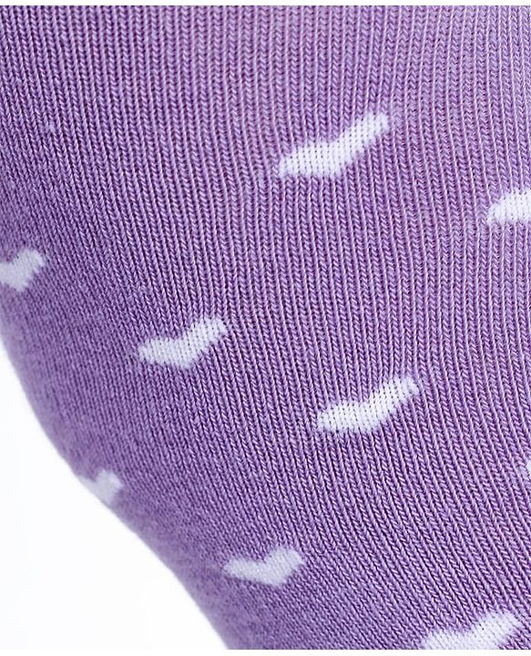 Cute Walk by Babyhug Cotton Blend Knit Heart Design Antibacterial Tights - Lavender