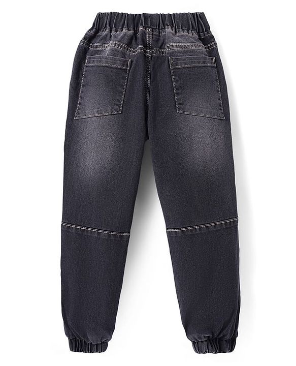 Pine Kids Woven Full Length Denim Washed Joggers - Black