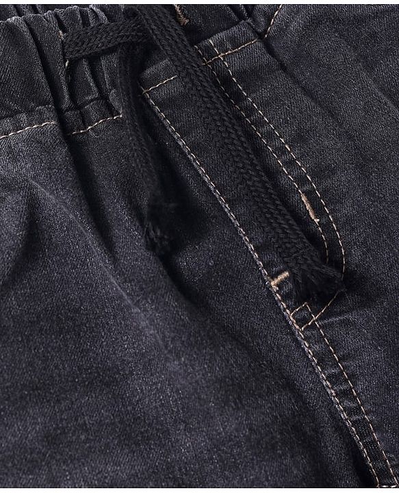 Pine Kids Woven Full Length Denim Washed Joggers - Black
