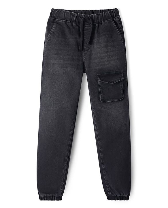 Pine Kids Cotton Woven Full Length Washed Jeans - Black