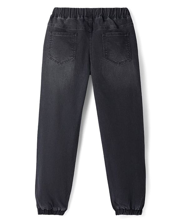 Pine Kids Cotton Woven Full Length Washed Jeans - Black