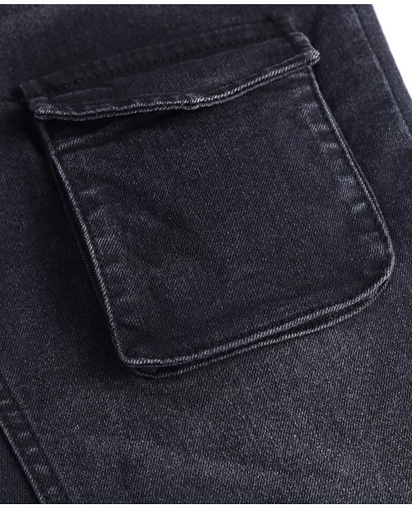 Pine Kids Cotton Woven Full Length Washed Jeans - Black