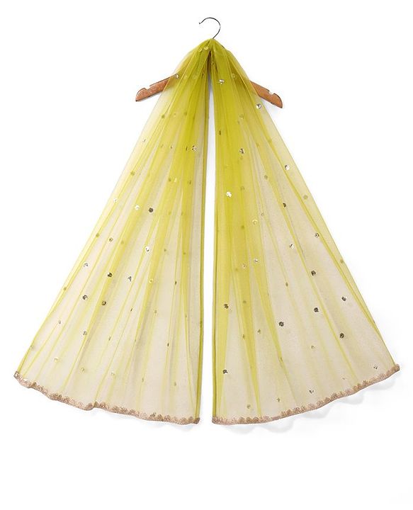 Pine Kids Woven Sleeveless Floral Embroidered  Kurti & Churidar Salwar Set with Dupatta - Lime green