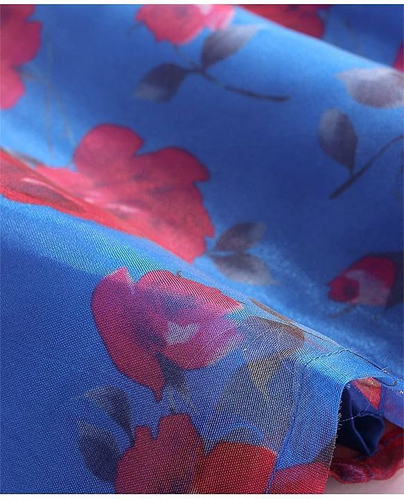 Pine Kids Woven Full Sleeves Floral Printed Kurta Palazzo Set with Dupatta & Lace Detailing - Royal Blue