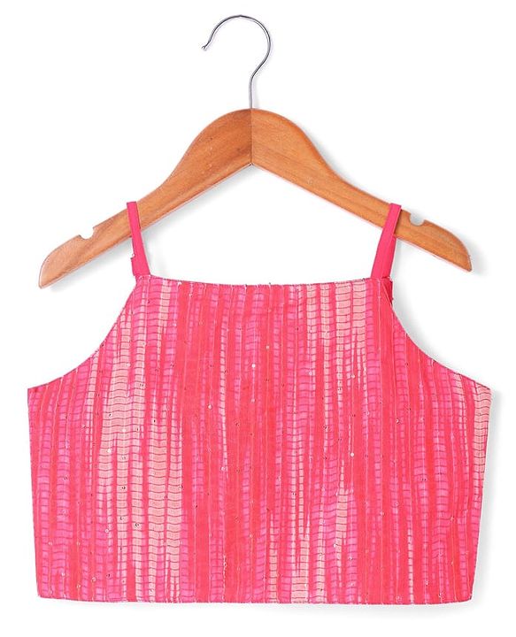 Pine Kids Woven Sequin Embroiderd Top & Palazzo Set with Three Fourth Sleeves Jacket - Dark Pink