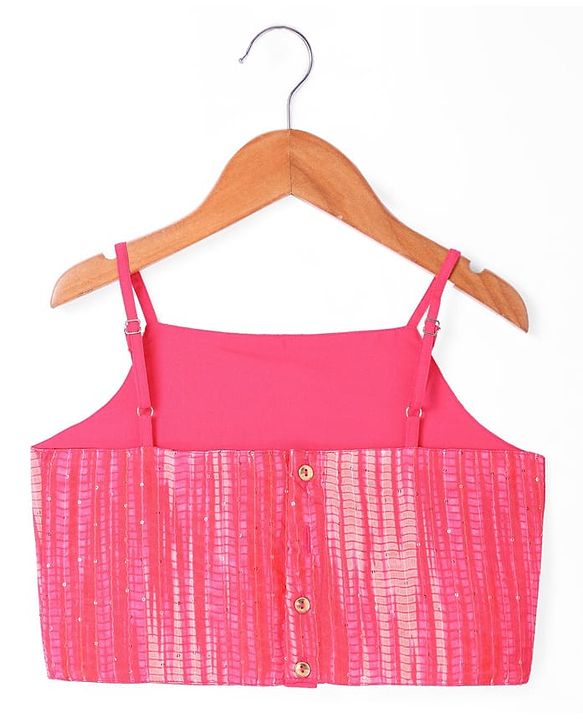 Pine Kids Woven Sequin Embroiderd Top & Palazzo Set with Three Fourth Sleeves Jacket - Dark Pink