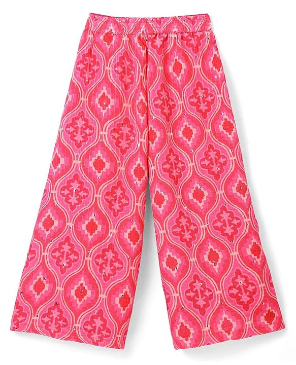 Pine Kids Woven Sequin Embroiderd Top & Palazzo Set with Three Fourth Sleeves Jacket - Dark Pink