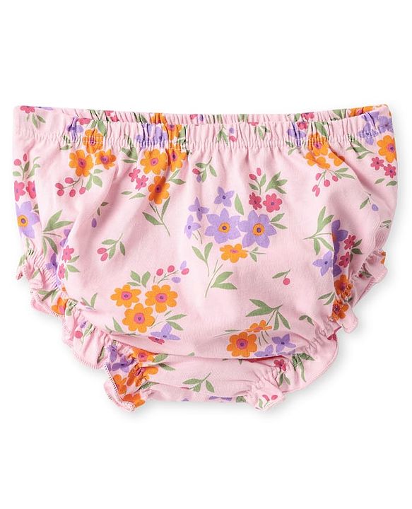 Babyhug Single Jersey Knit Full Sleeves Frock With Attached Shrug Floral Print & Bloomer - Pink