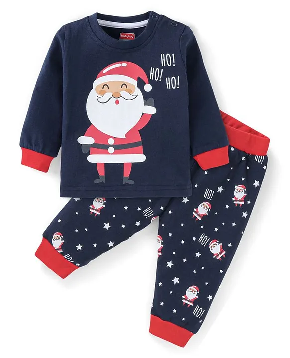 Buy Babyhug Cotton Knit Full Sleeves Santa Claus Printed Night