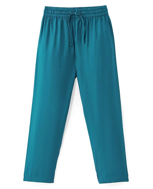 Pine Kids Woven Full Sleeves Solid Kurta Pyjama Set with Floral Embroidered Jacket - Teal Blue