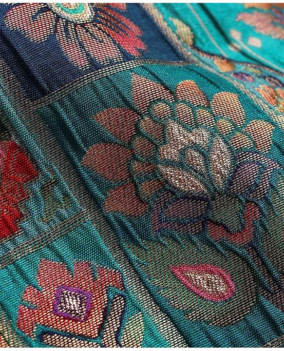 Pine Kids Woven Full Sleeves Solid Kurta Pyjama Set with Floral Embroidered Jacket - Teal Blue