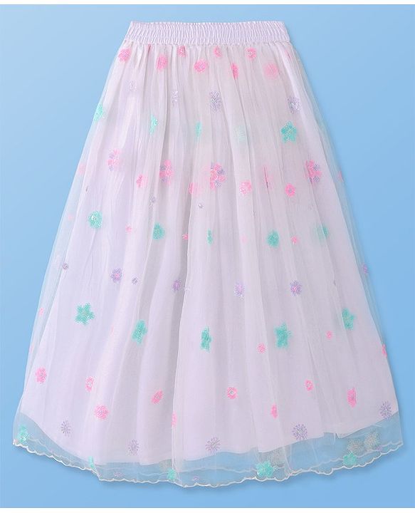 Pine Kids Woven Half sleeves Sequinned Floral Embroidered Choli Lahenga Set With Dupatta - Baby Pink