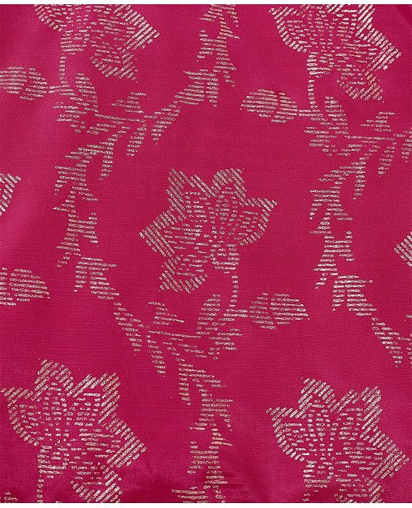 Pine Kids Woven Half Sleeves Choli Lehenga & Dupatta Set with Sequin Embroidery - Pink