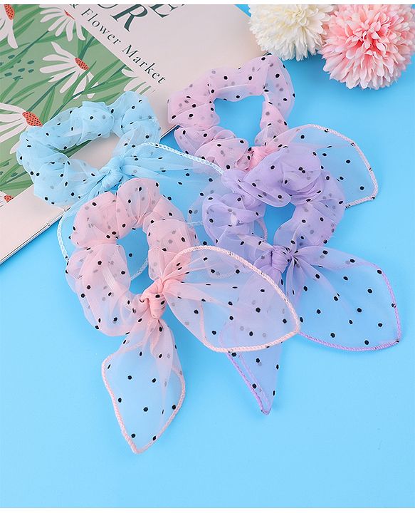 Pine Kids Rubber Bands & Scrunchies Sets Polka Dots Design Free Size - Multicolor