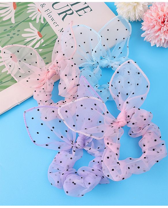Pine Kids Rubber Bands & Scrunchies Sets Polka Dots Design Free Size - Multicolor