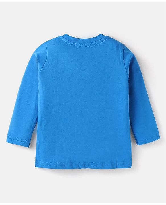 Babyhug Cotton Knit Full Sleeves Night Suit With Text Print - Blue