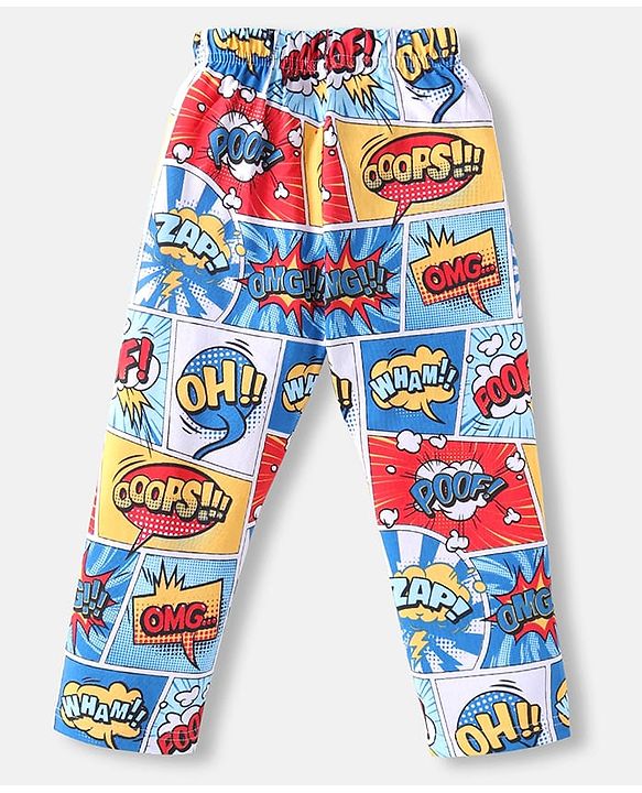 Babyhug Cotton Knit Full Sleeves Night Suit With Text Print - Blue