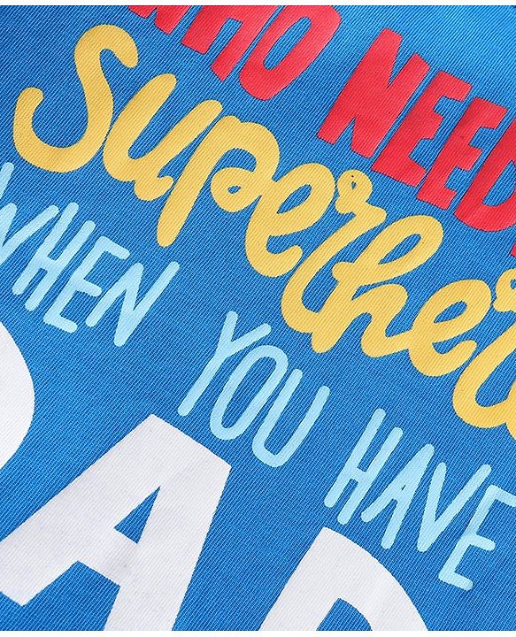 Babyhug Cotton Knit Full Sleeves Night Suit With Text Print - Blue