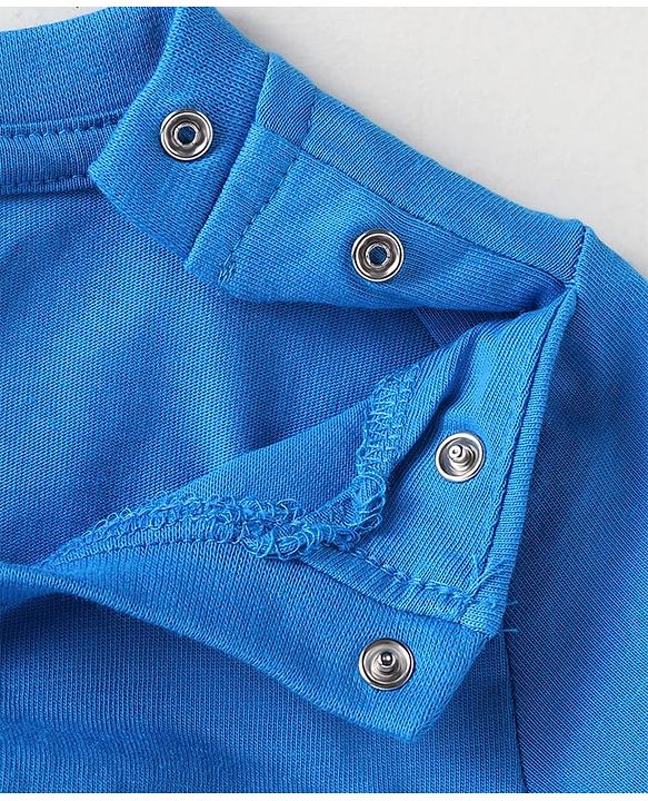 Babyhug Cotton Knit Full Sleeves Night Suit With Text Print - Blue