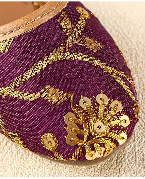 Cute Walk by Babyhug Slip On Mojaris with Sequins Embroidery  - Purple