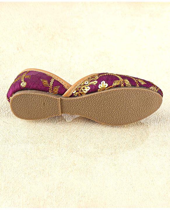 Cute Walk by Babyhug Slip On Mojaris with Sequins Embroidery  - Purple