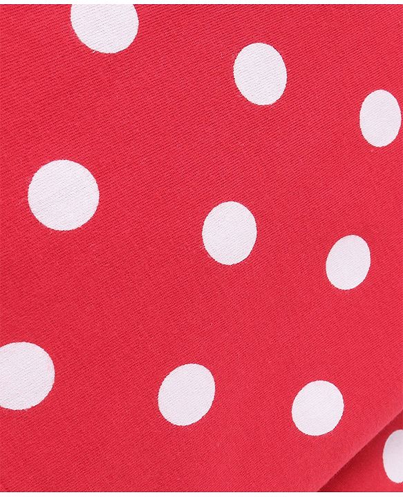 Babyhug Cotton Knit Full Sleeves Night Suit With Polka Dots Print - Red